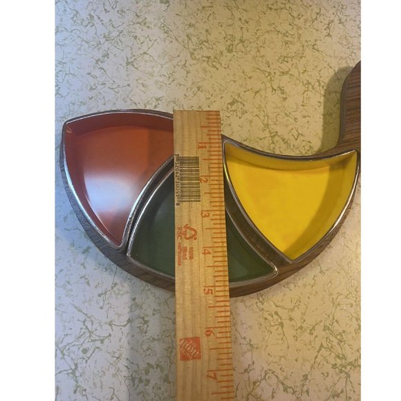 Vintage 1970s Gailstyn Sutton Wood Melamine Rainbow Fish Relish Server - Picture 5 of 6